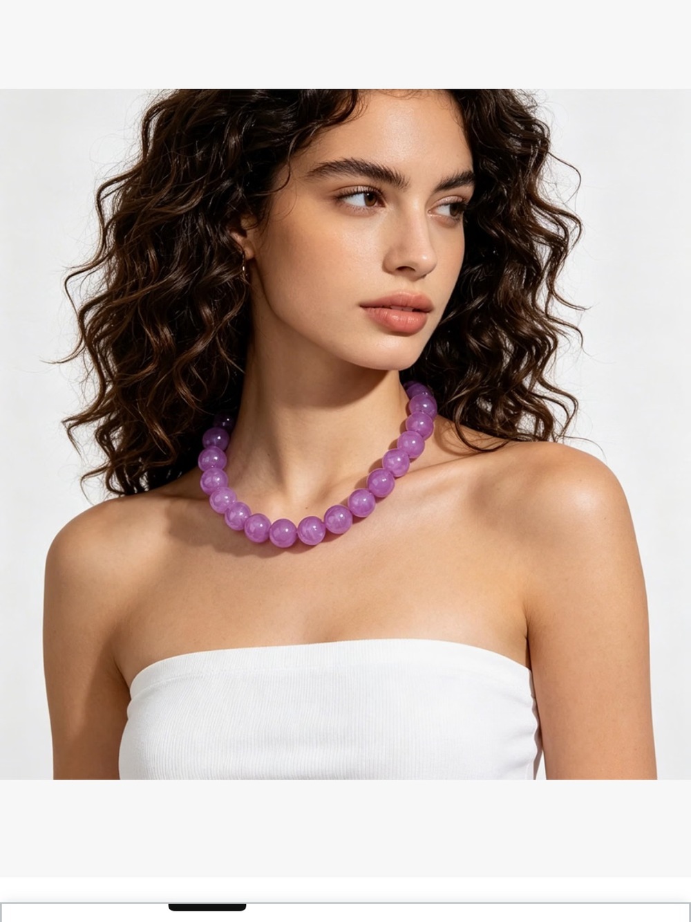 Purple Beaded Chunky Necklace Choker - Women’s